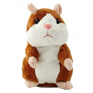 Jucarie de plus interactiva, hamster maro, repeta tot ce aude, 15cm