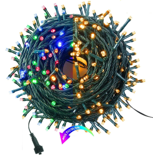 Instalatie de brad cu 300 Led-uri, MULTICOLOR, 8 jocuri de lumina, 23m