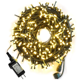 Instalatie de brad cu 300 Led-uri, ALB CALD, 8 jocuri de lumina, 23m
