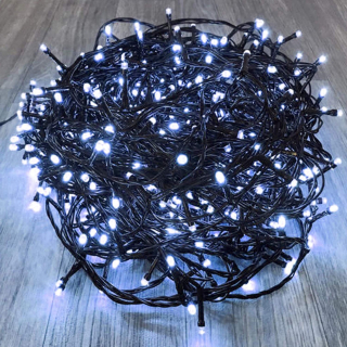 Instalatie de brad cu 500 Led-uri, ALB RECE, 8 jocuri de lumina, 36m