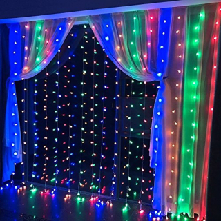 Instalatie LED tip-perdea de Craciun, 3x1m, MULTICOLOR