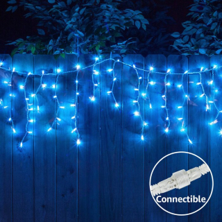 Instalatie LED tip-ploaie turturi de Craciun, 8m x 0.6m, ALBASTRU
